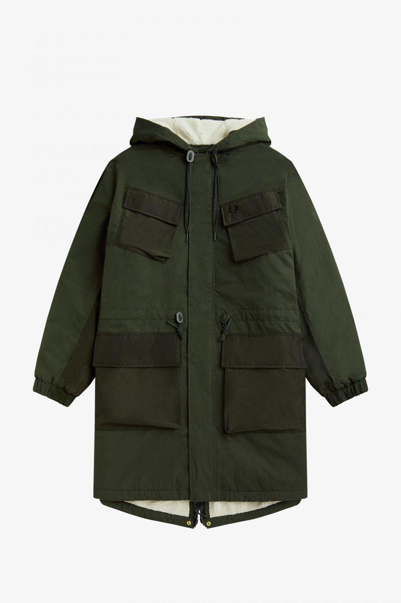 Green Fred Perry Utility Pocket Parka Men's Jackets | PH 1271LISH